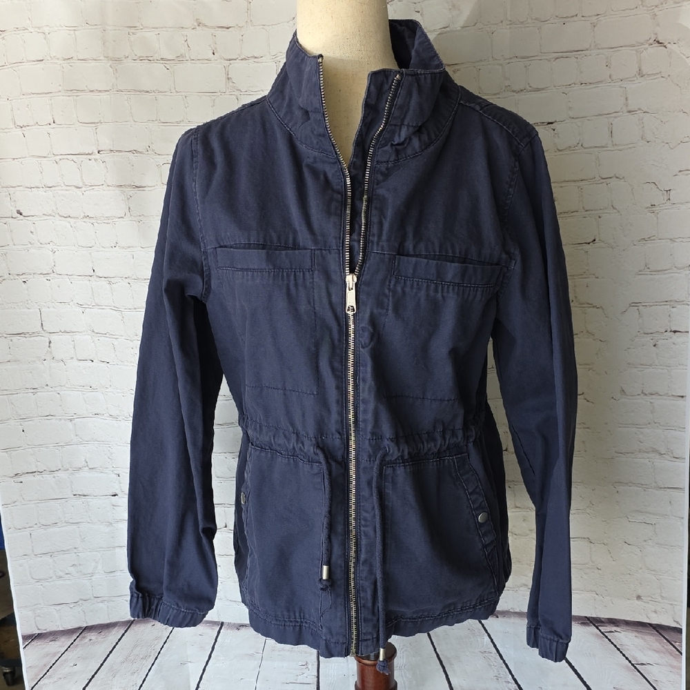 Old Navy Navy Blue Utility Field Jacket M Cinch Waist Zip Front